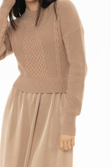 Champagne Sweater Combo Maxi Dress