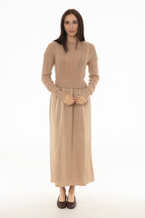 Champagne Sweater Combo Maxi Dress