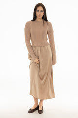 Champagne Sweater Combo Maxi Dress