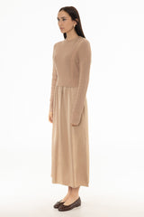 Champagne Sweater Combo Maxi Dress