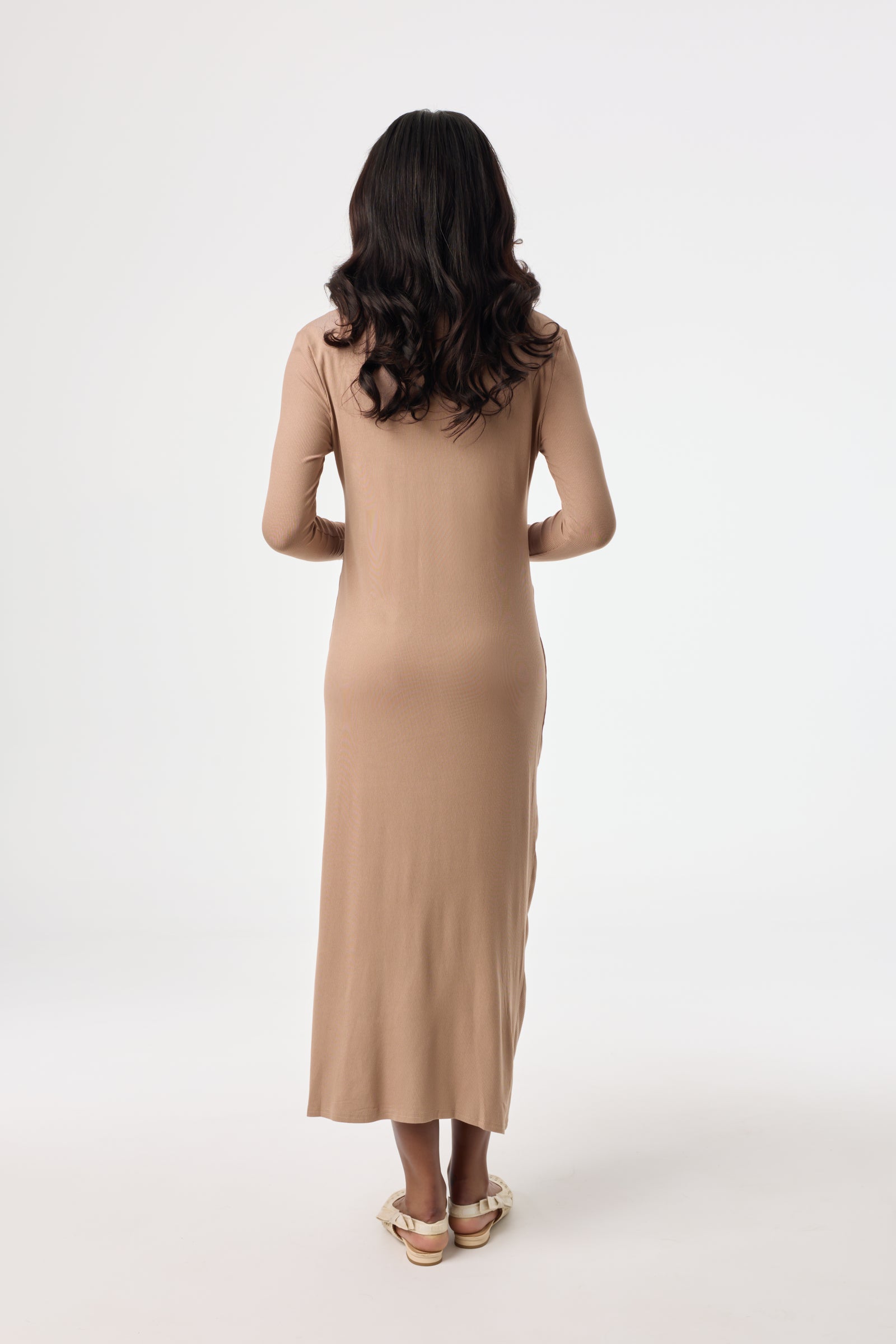 cardi party ruched dress Chestnut Ruched Cardi Maxi Dress – BLANK