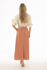 Clay Pleated Satin Maxi Skirt