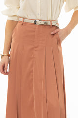 Clay Pleated Satin Maxi Skirt