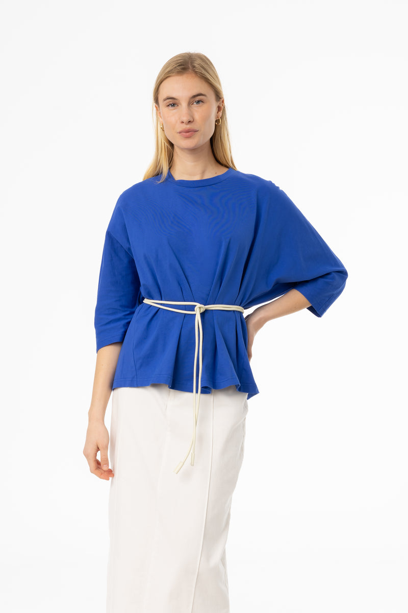 Cobalt Blue Oversized Dolman 3/4 Sleeve T-Shirt