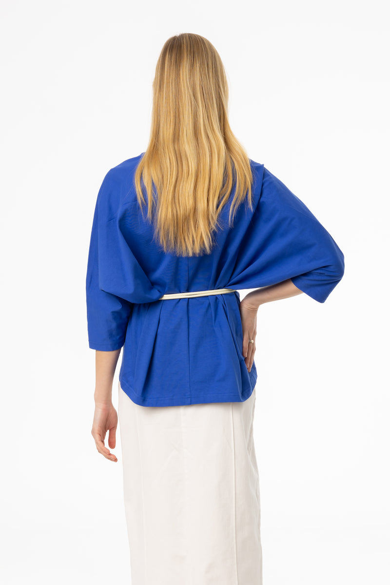 Cobalt Blue Oversized Dolman 3/4 Sleeve T-Shirt