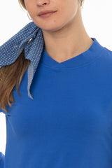 Cobalt Blue Crossover Neck T-Shirt