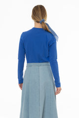 Cobalt Blue Crossover Neck T-Shirt