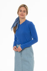 Cobalt Blue Crossover Neck T-Shirt