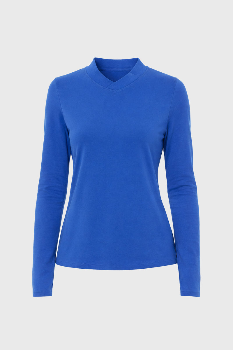 Cobalt Blue Crossover Neck T-Shirt – BLANK