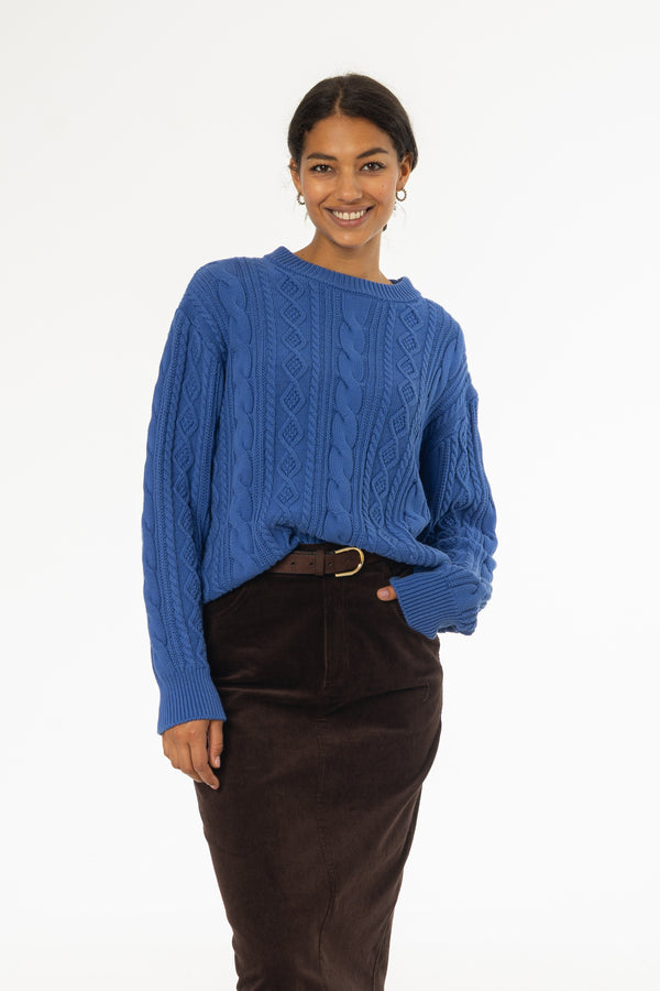 Cobalt Tri Knit Sweater