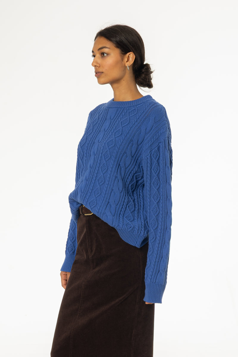 Cobalt Tri Knit Sweater