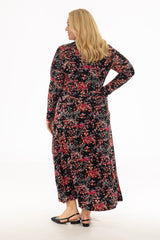 Coral Floral Printed Flare Maxi Dress