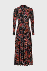Coral Floral Printed Flare Maxi Dress