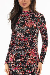Coral Floral Printed Flare Maxi Dress