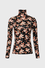 Coral Flower Printed Turtleneck Top