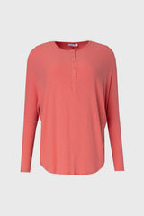 Coral Henley Dolman T-Shirt