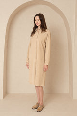 Sand Corduroy Shirt Dress