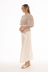 Cream A-Line Maxi Satin Effect Skirt