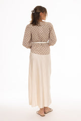 Cream A-Line Maxi Satin Effect Skirt