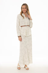 Cream Brushed Satin Maxi Skirt