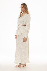 Cream Brushed Satin Maxi Skirt