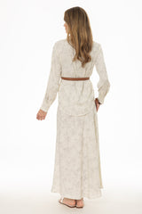 Cream Brushed Satin Maxi Skirt