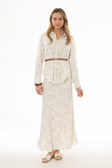 Cream Brushed Satin Maxi Skirt