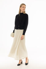 Cream Chiffon Flare Maxi Skirt