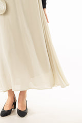 Cream Chiffon Flare Maxi Skirt