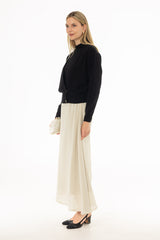Cream Chiffon Flare Maxi Skirt