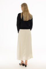 Cream Chiffon Flare Maxi Skirt