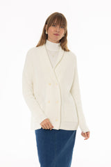Cream Double Breasted Chunky Knit Cardigan