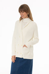 Cream Double Breasted Chunky Knit Cardigan