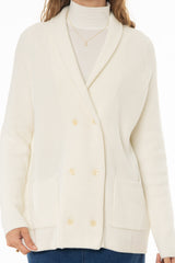 Cream Double Breasted Chunky Knit Cardigan