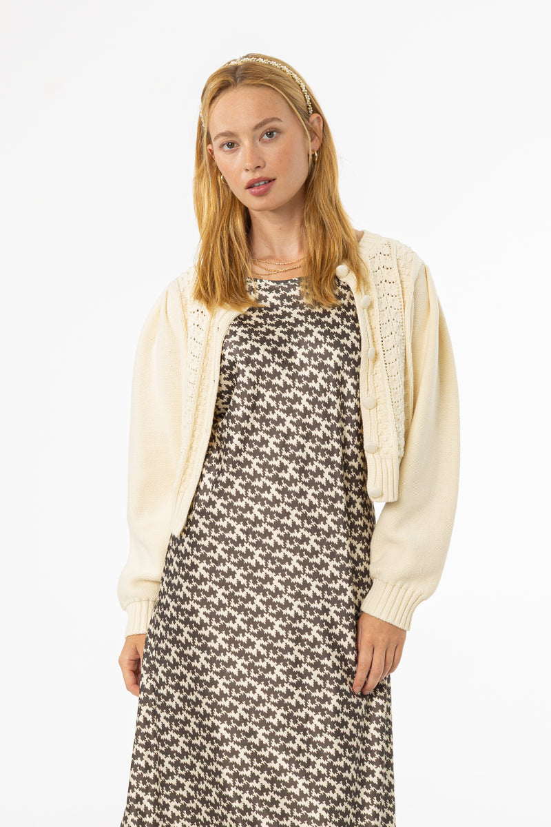 Cream Cropped Crochet Cardigan