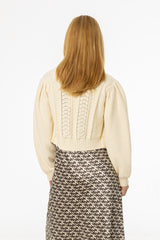 Cream Cropped Crochet Cardigan