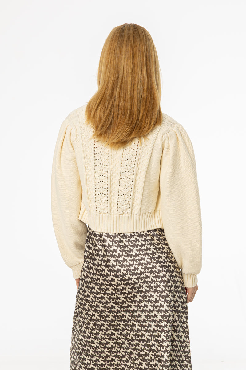 Cream Cropped Crochet Cardigan