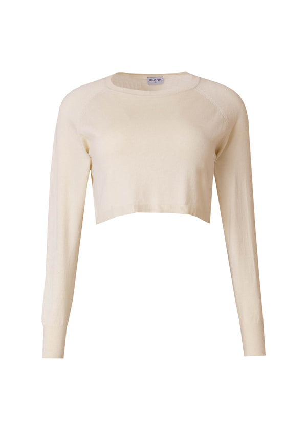 Cream Cropped Overlay Sweater