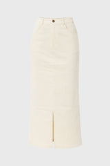 Cream Front Slit Maxi Skirt