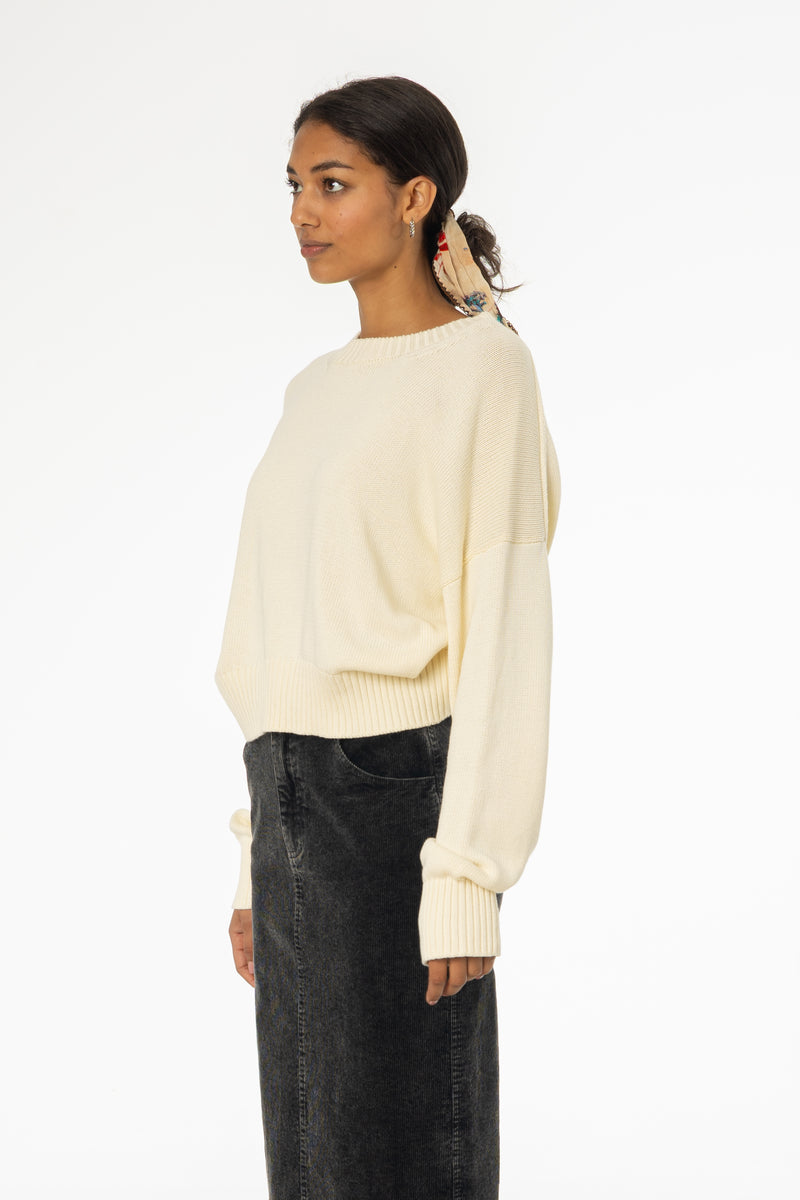 Cream High-Low Oversized Sweater