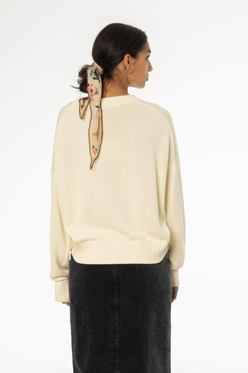 Cream High-Low Oversized Sweater