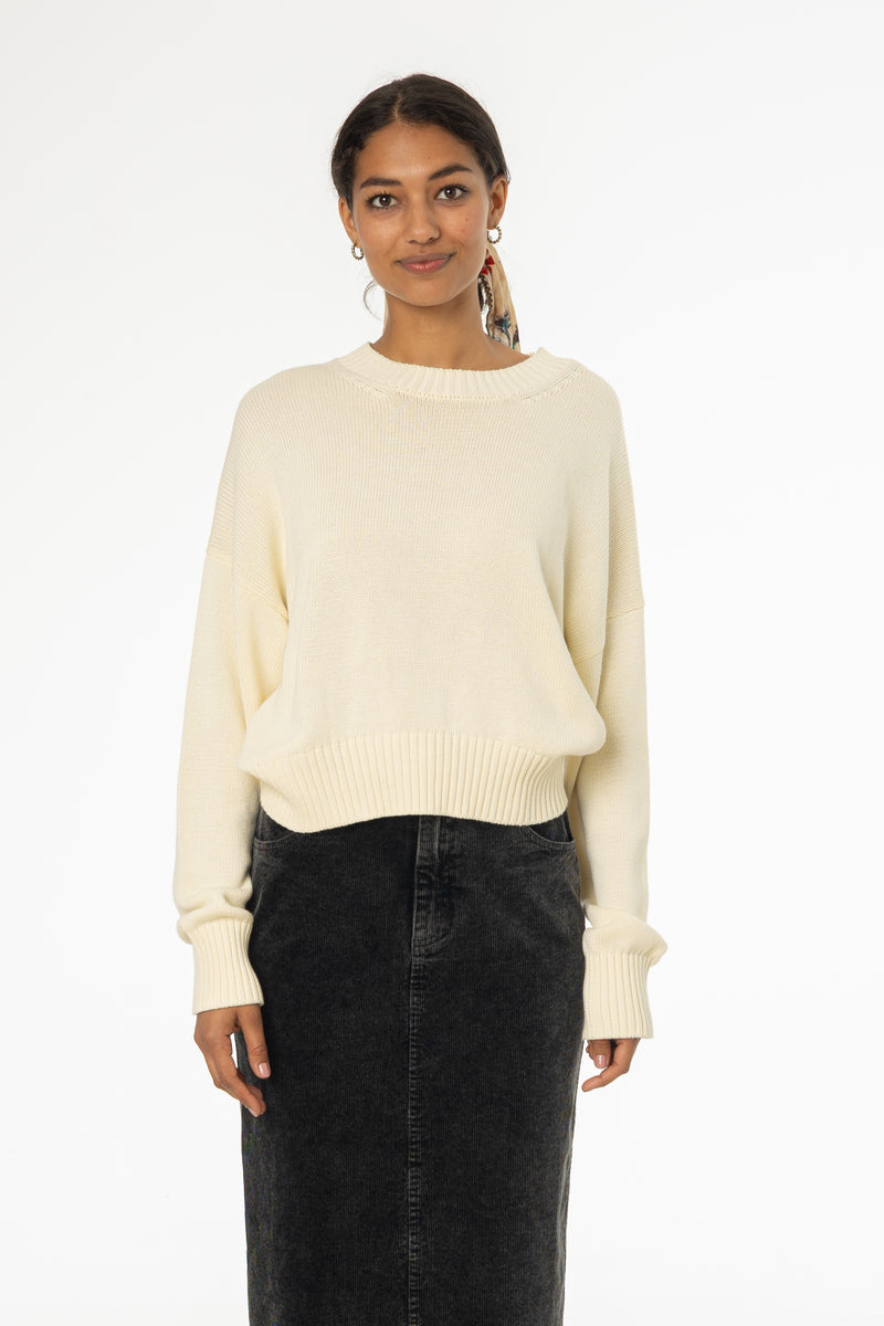 Cream High-Low Oversized Sweater