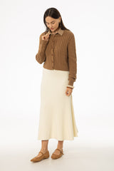 Cream Knit Circle Skirt