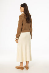 Cream Knit Circle Skirt