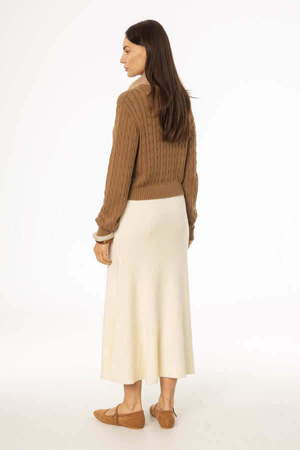 Cream Knit Circle Skirt