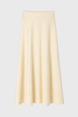 Cream Knit Flare Midi Skirt