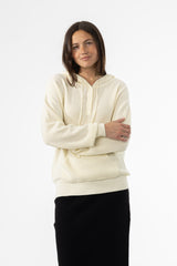Cream Knit Hoodie Sweater