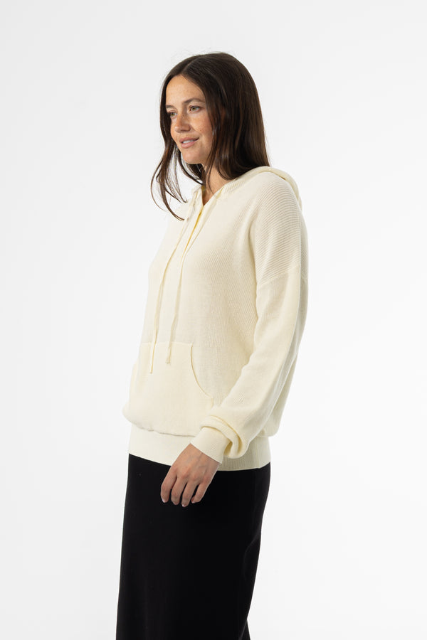 Cream Knit Hoodie Sweater