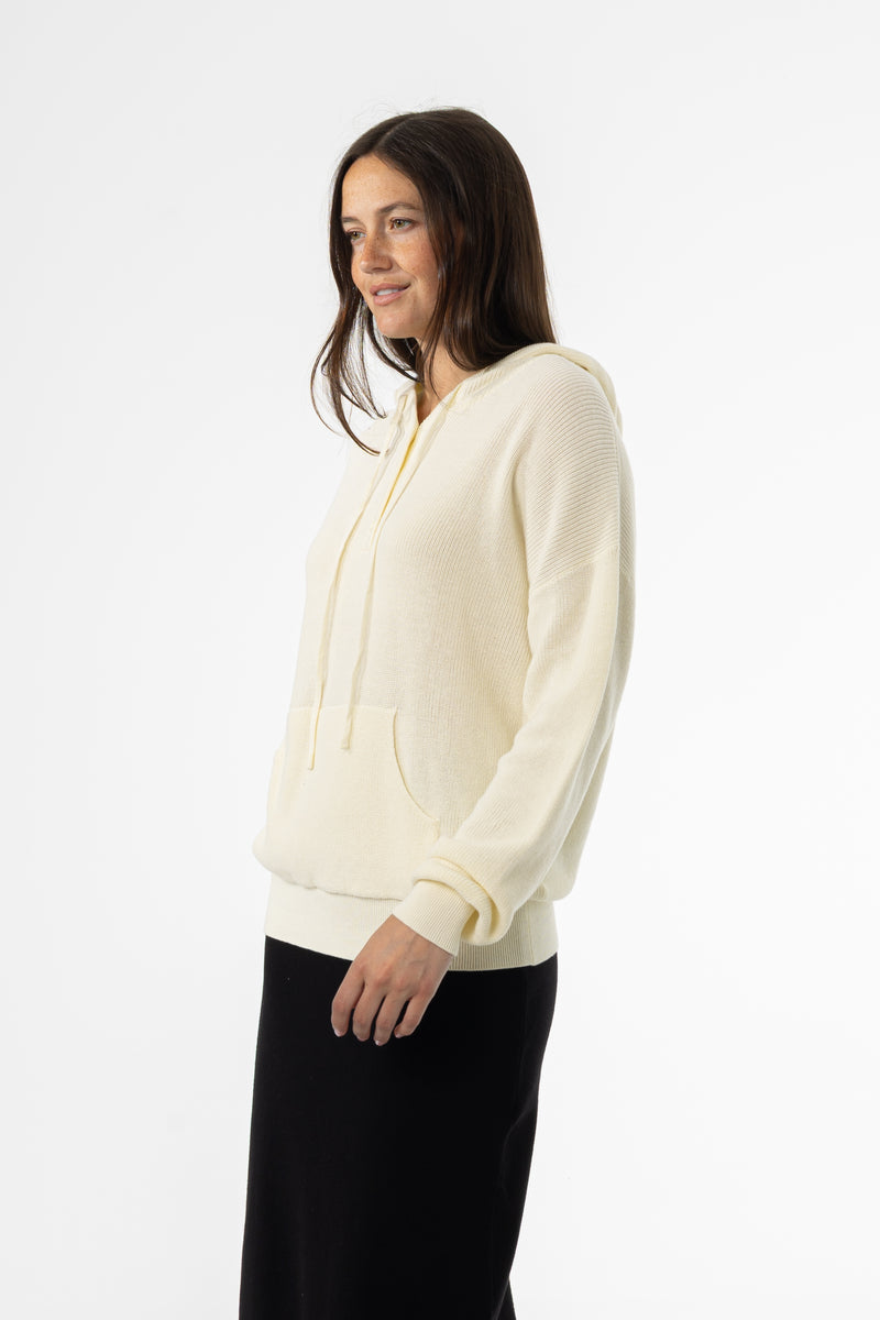 Cream Knit Hoodie Sweater