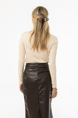 Cream Overlap Mock Neck Top
